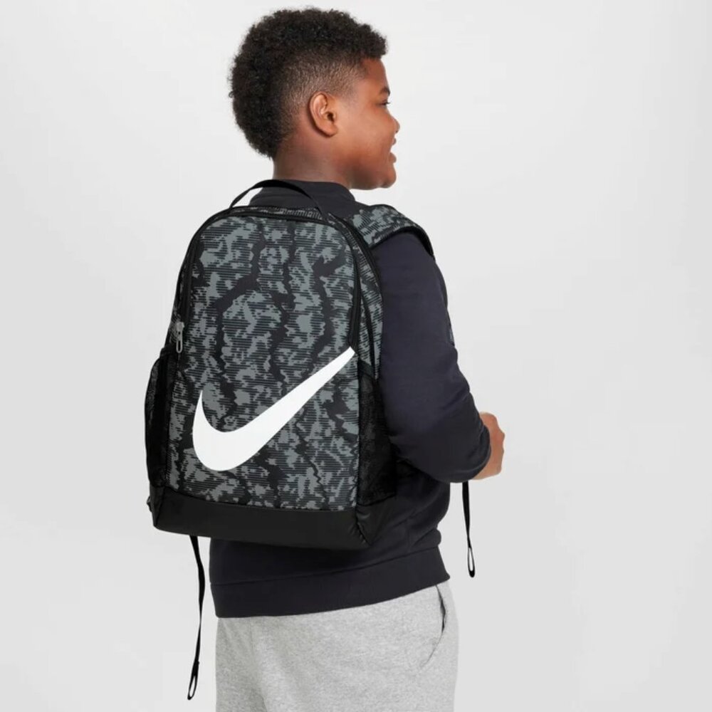 Nike Brasilia Kids' Backpack 18L School Travel Bag Black Grey